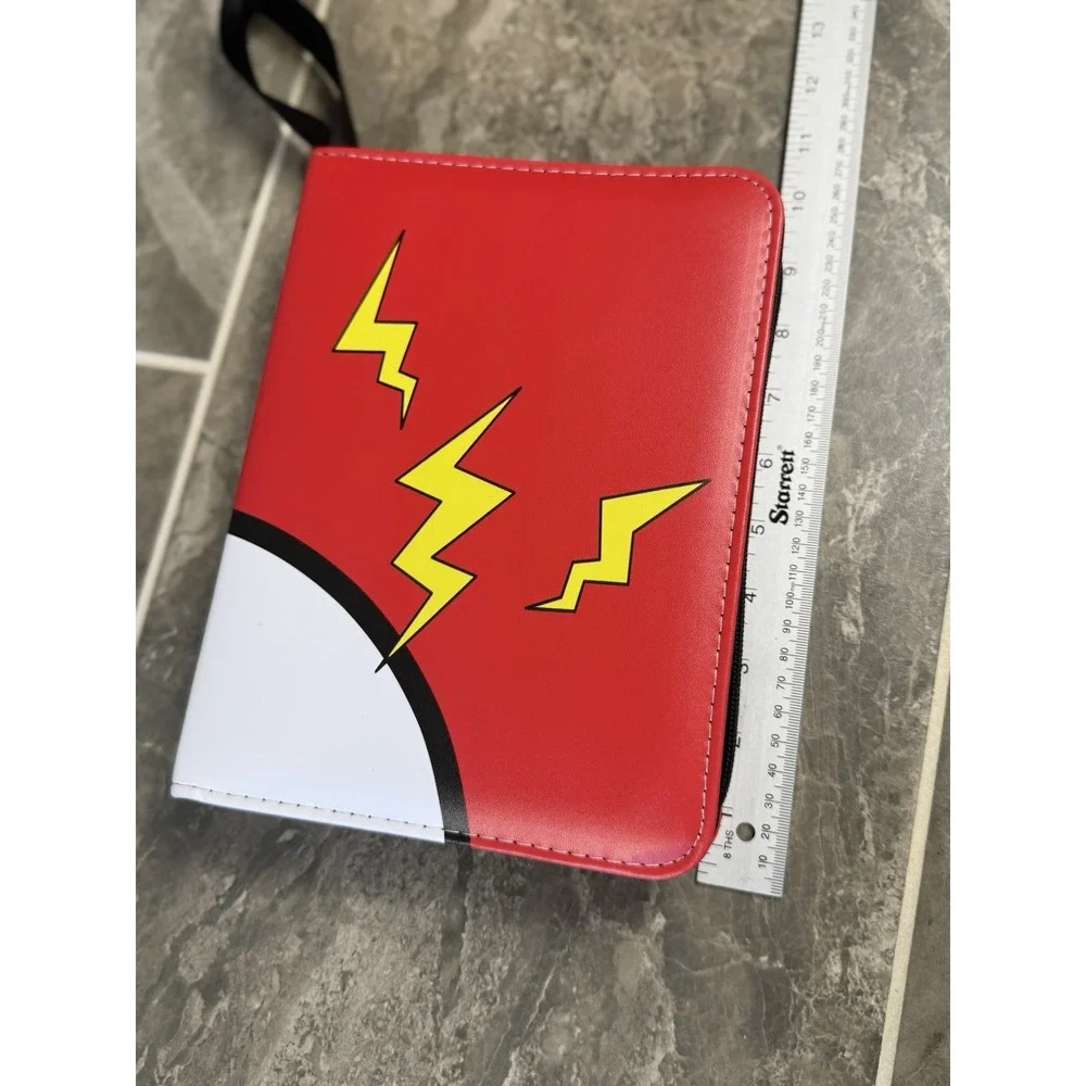 Premium Red Pokéball Lightning Bolt Trading Card Binder TCG Zipper Album Pokémon